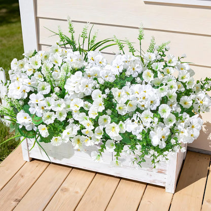 16 Bundles Artificial Flowers for Outdoors, UV Resistant Silk Faux Flowers for Outside Planters, Garden, Porch, Yard, Home Decor (Mixed Color)
