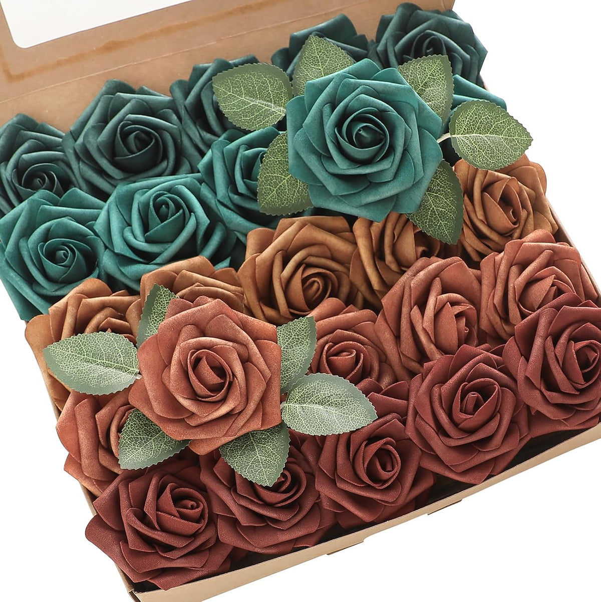 Floroom Artificial Flowers 25 Pcs Real Looking Lavender Purple Ombre Colors Foam Fake Roses with Stems for DIY Wedding Bouquets Bridal Shower Floral Centerpieces Party Tables Home Decorations