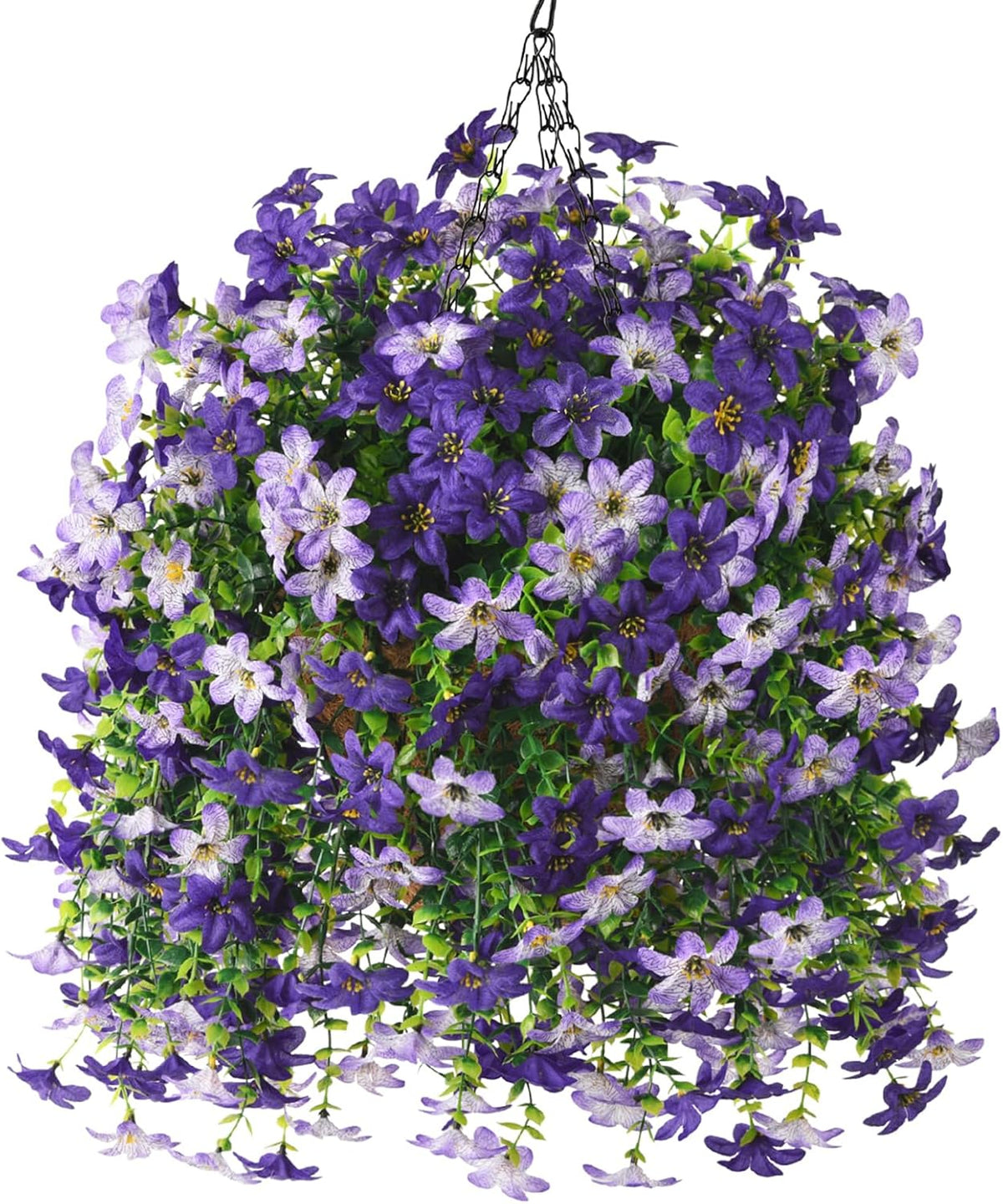 Artificial Hanging Flower Basket with UV Resistant Silk Daisies for Outdoor Decor