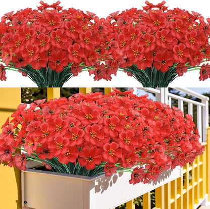20 Bundles Outdoor Artificial Flowers UV Resistant with Faux Silk Flowers and No Fade Fake Plastic Plants for Spring Summer Outside Planters Porch Window Box Garden Decor, Fuchsia