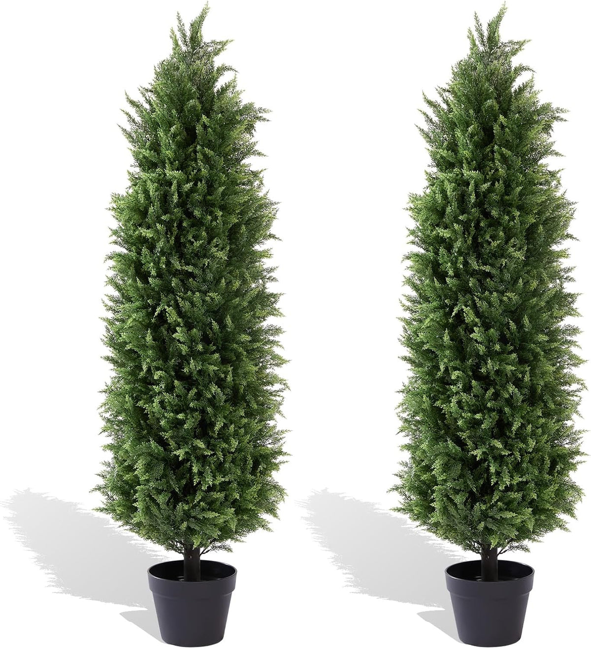 27“ Realistic Artificial Boxwood Topiary Trees Set of 2, Faux Boxwood Plants Outdoor UV-Resistant, No Maintenance Curb Appeal Fake Evergreen Bushes & Shrubs for Front Porch Outside Planter Decor