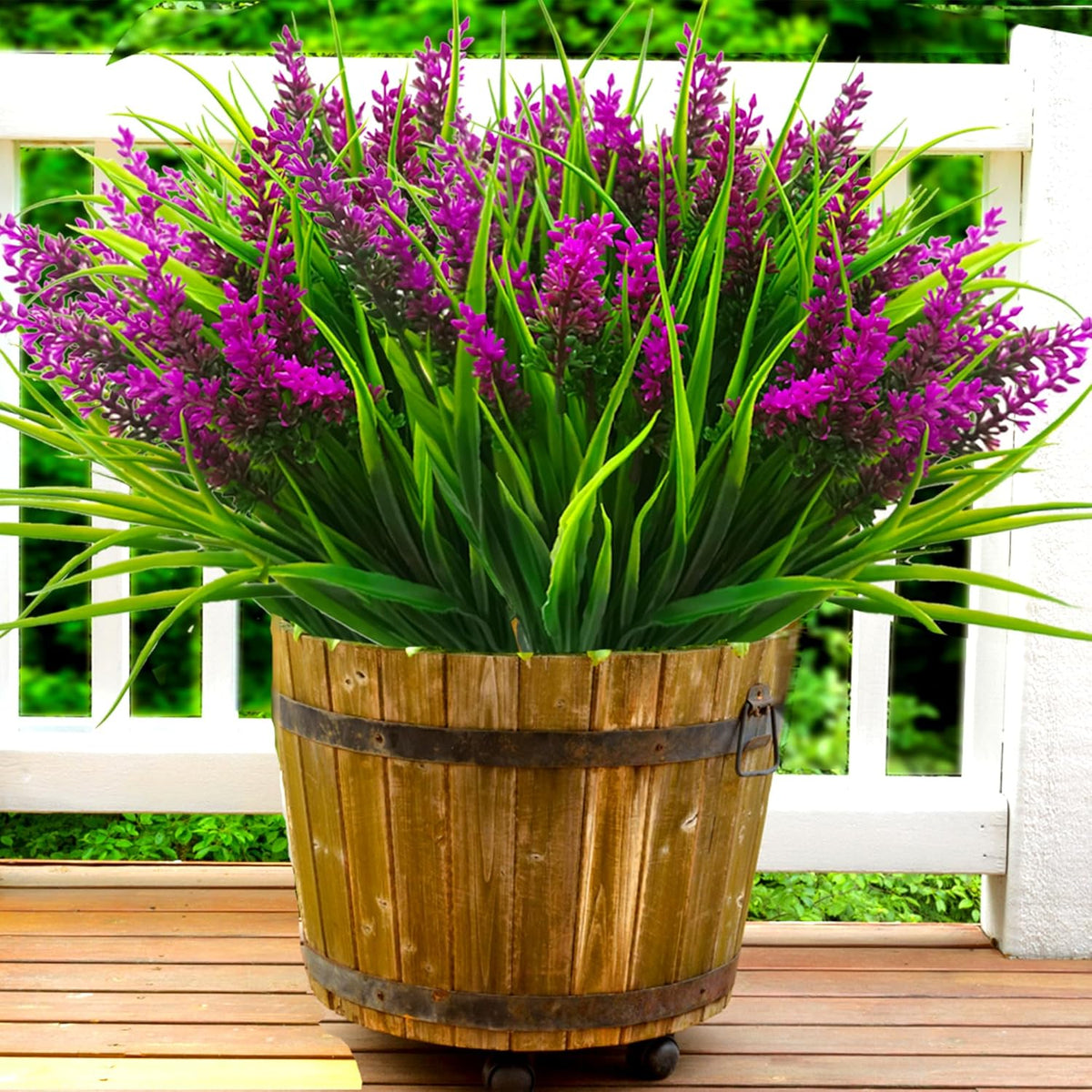 Artificial Plants Outdoor, 20 Pcs Fake Flowers UV Resistant Outdoor Fake Plants, Lavender Artificial Flowers Plastic Fake Faux Flowers Shrubs for Home Porch Garden Yard Window Box (Yellow White)