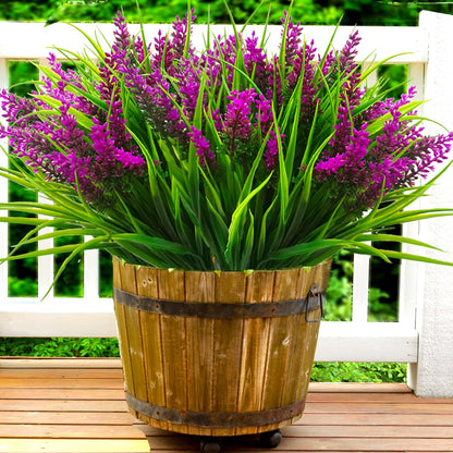 Artificial Plants Outdoor, 20 Pcs Fake Flowers UV Resistant Outdoor Fake Plants, Lavender Artificial Flowers Plastic Fake Faux Flowers Shrubs for Home Porch Garden Yard Window Box (Yellow White)