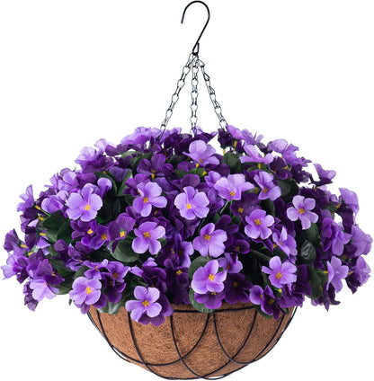 Artificial Flowers for Outdoors Decoration, 5 Bundles Faux Hydrangea UV Resistant Fake Arrangements Plants for Indoor and Outdoor Garden Front Porch Spring Summer Decor, Blue