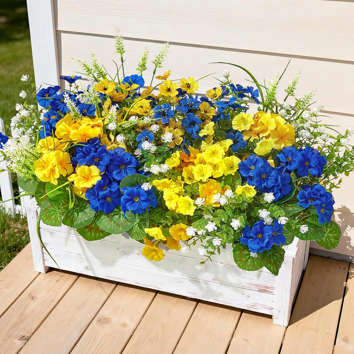 16 Bundles Artificial Flowers for Outdoors, UV Resistant Silk Faux Flowers for Outside Planters, Garden, Porch, Yard, Home Decor (Mixed Color)