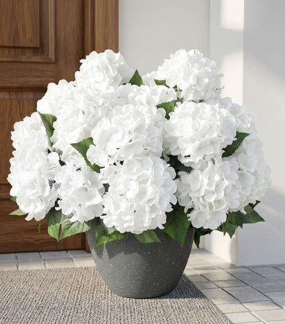 Ivydale Artificial Flowers for Outdoors, 4 PCS Purple Blue Fake Silk Hydrangea Flower Stems for Bouquets UV Resistant Realistic Faux Plants Home Outdoor Wedding Party Centerpieces Decor
