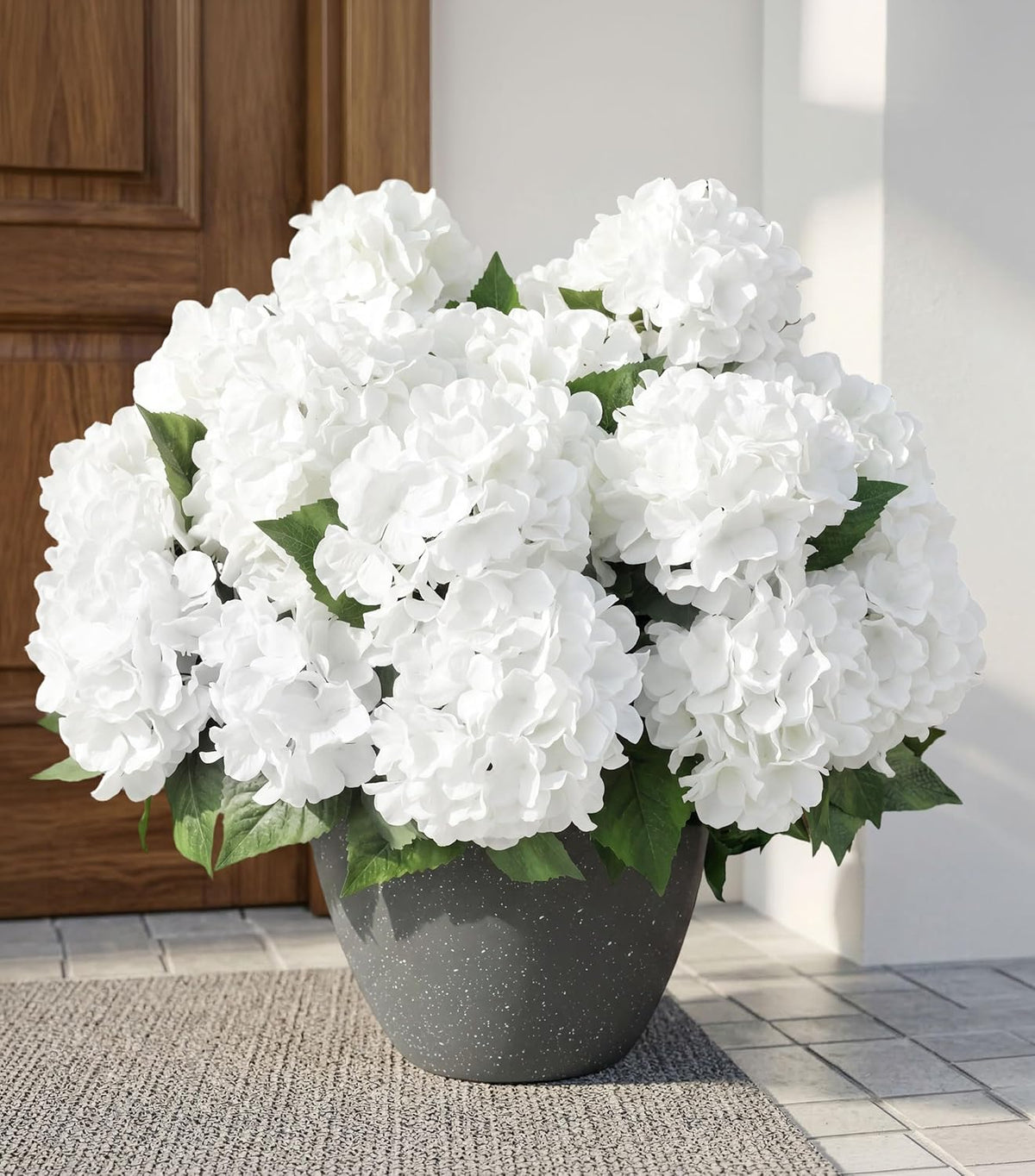 Ivydale Artificial Flowers for Outdoors, 4 PCS Purple Blue Fake Silk Hydrangea Flower Stems for Bouquets UV Resistant Realistic Faux Plants Home Outdoor Wedding Party Centerpieces Decor