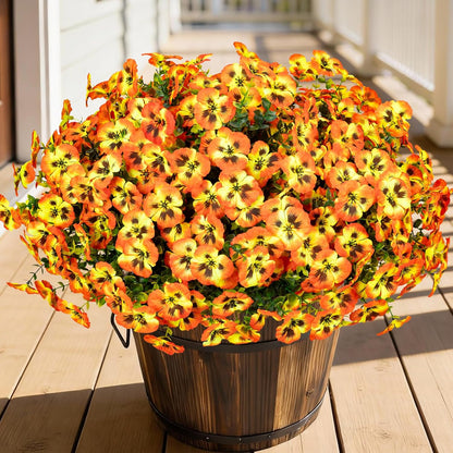 24 Pcs Artificial Fake Pansy Flowers for Outdoor, Faux Silk Plants Flowers UV Resistant Pansies Spring Flowers for Planter Front Door Porch Yard Patio Garden Window Box Home Decor (6 Color)