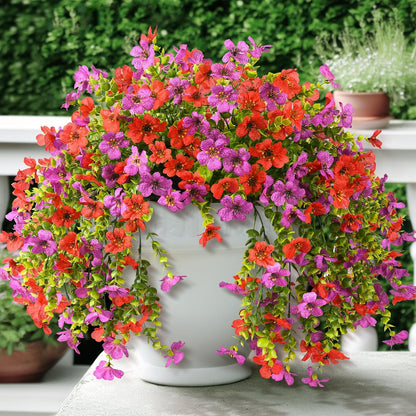Artificial Hanging Flowers Plants for Outdoor Fall Decoration, 2PCS Faux Silk Daisy UV Resistant Look Real for Outside Home Indoor Planter Porch Window Yard Mums Autumn Decor(Orange Brown)