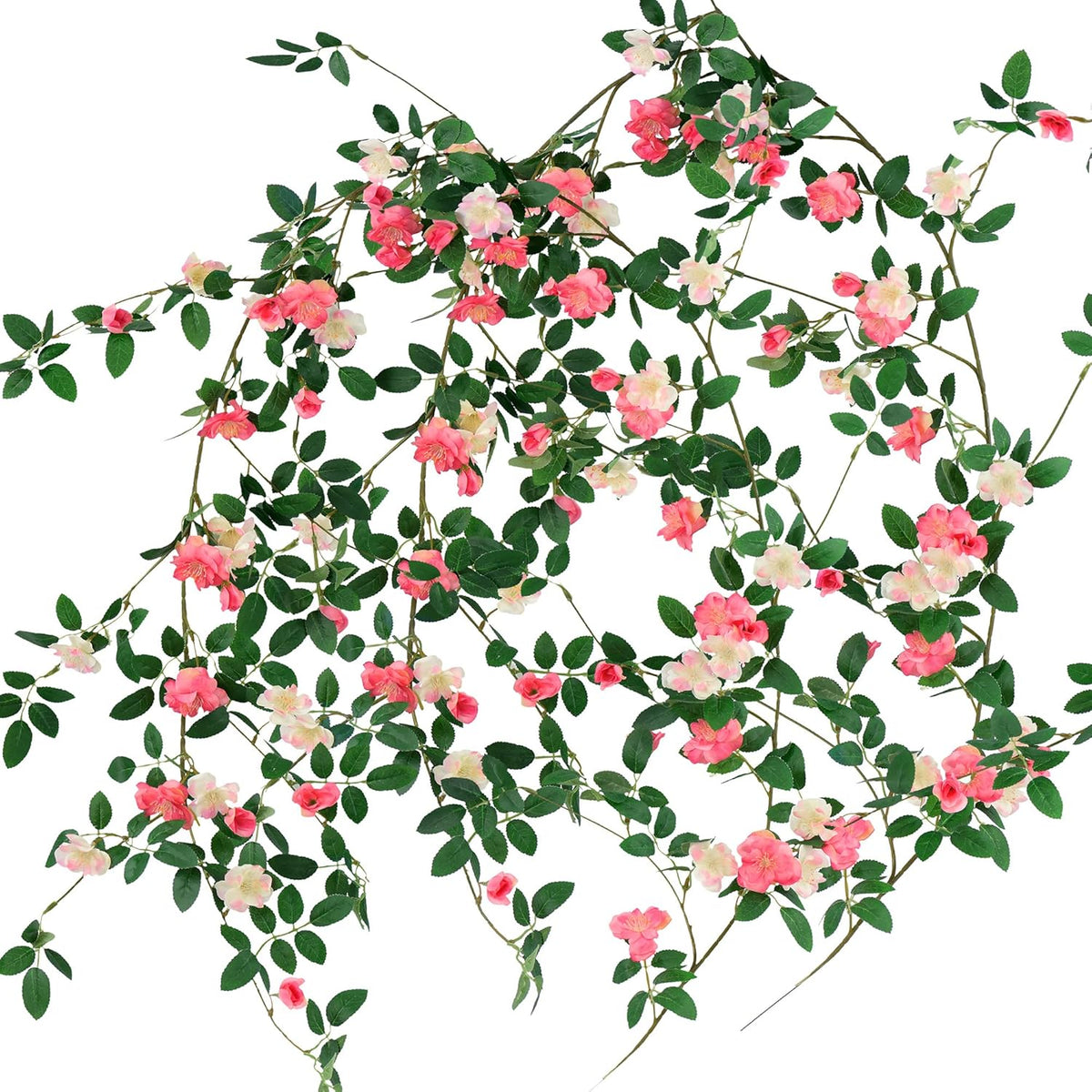 FiveSeasonStuff Artificial Natural Green Willow Garlands, Bendable Greenery Vine Leaves for Wedding Home Decoration (2 Pcs, 11.8 feet)