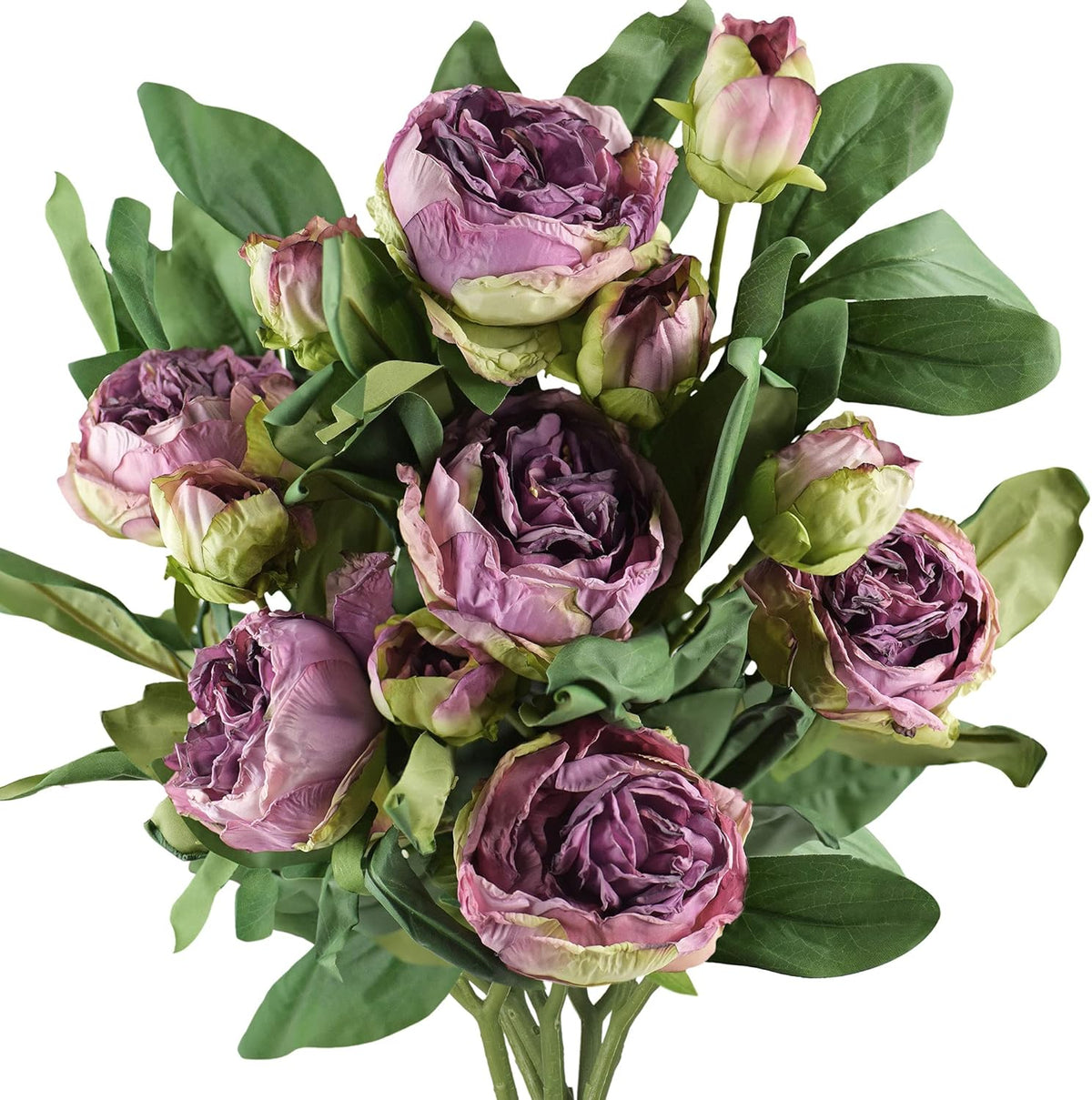 FiveSeasonStuff Artificial Peony Bouquets, 2 Cream Beige & Moss Green Silk Flower Bundles for Wedding Centerpieces & Home Decor – Vintage Peonies