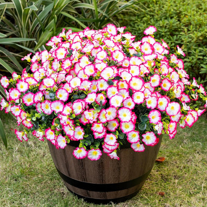 Artificial Faux Flowers for Outdoor 16 Bundles Boxwood Fake Morning Glory for Planter, UV Resistant Fake Flowers for Home Porch Patio Outside（8 Color）
