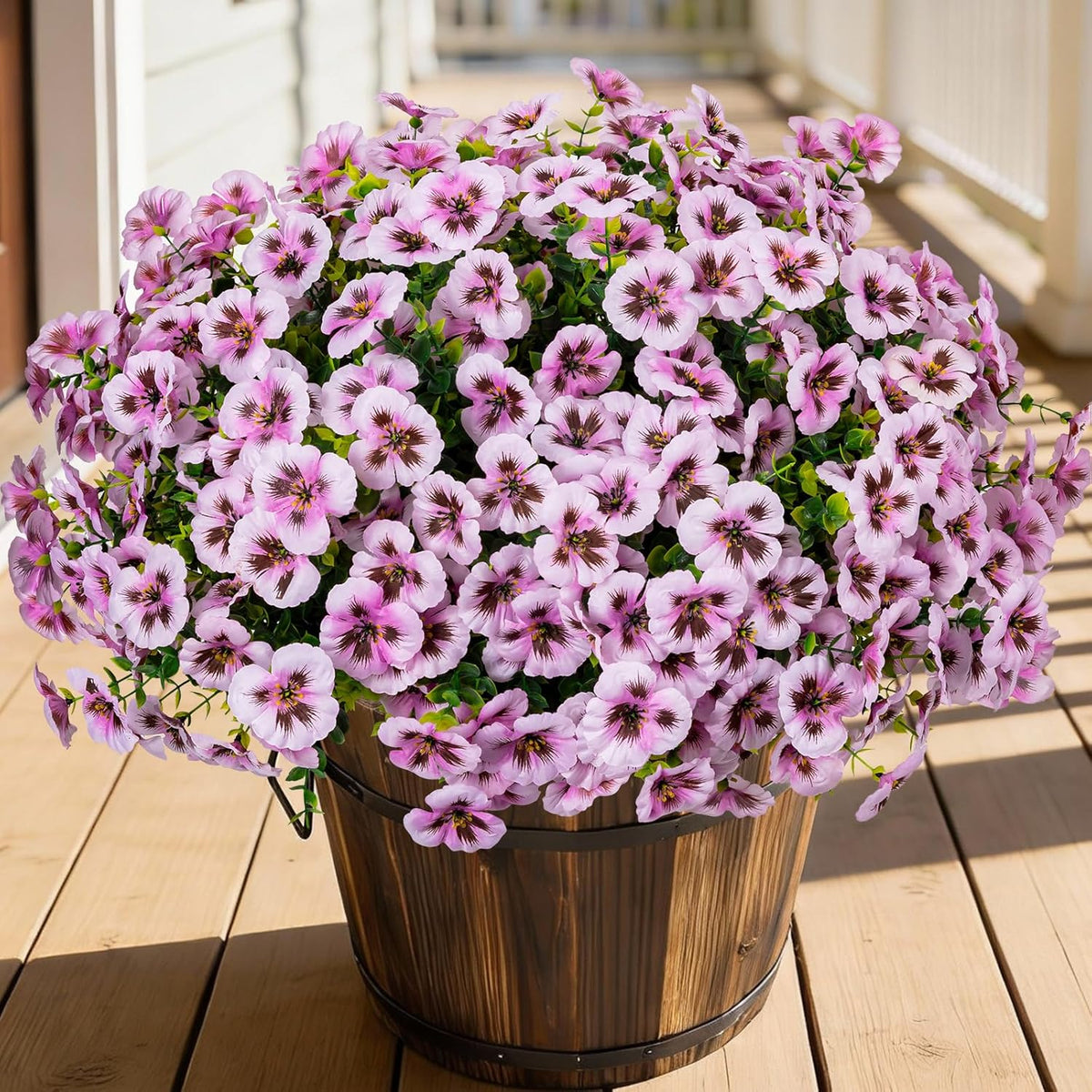 24 Pcs Artificial Fake Pansy Flowers for Outdoor, Faux Silk Plants Flowers UV Resistant Pansies Spring Flowers for Planter Front Door Porch Yard Patio Garden Window Box Home Decor (6 Color)
