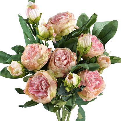 FiveSeasonStuff Artificial Peonies Bouquet – Set of 2 Whimsical Lavender Bliss Silk Flowers, Purple and White Blooms, Multiple Stems per Main Stem, for Weddings, Home Decor, DIY Floral Arrangements