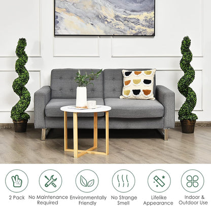 Charming Artificial Spiral Boxwood Topiary Home Decor Bundle