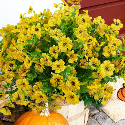 Artificial Flowers for Outdoor, UV Resistant Fake Silk Flowers, Realistic Faux Plants for Outside Indoor Porch Patio Window Box Planter Home Decor (20, Yellow Purple Rosy Pink Red)