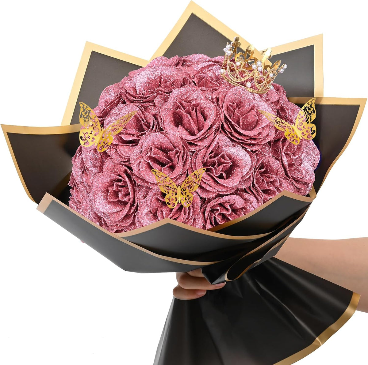 Classic Waipfaru Black Glitter Roses Home Decor Kit