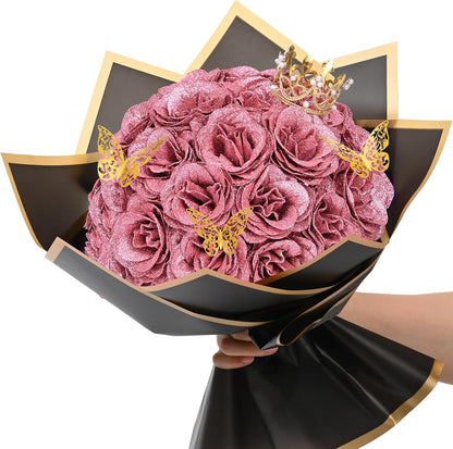Classic Waipfaru Black Glitter Roses Home Decor Kit