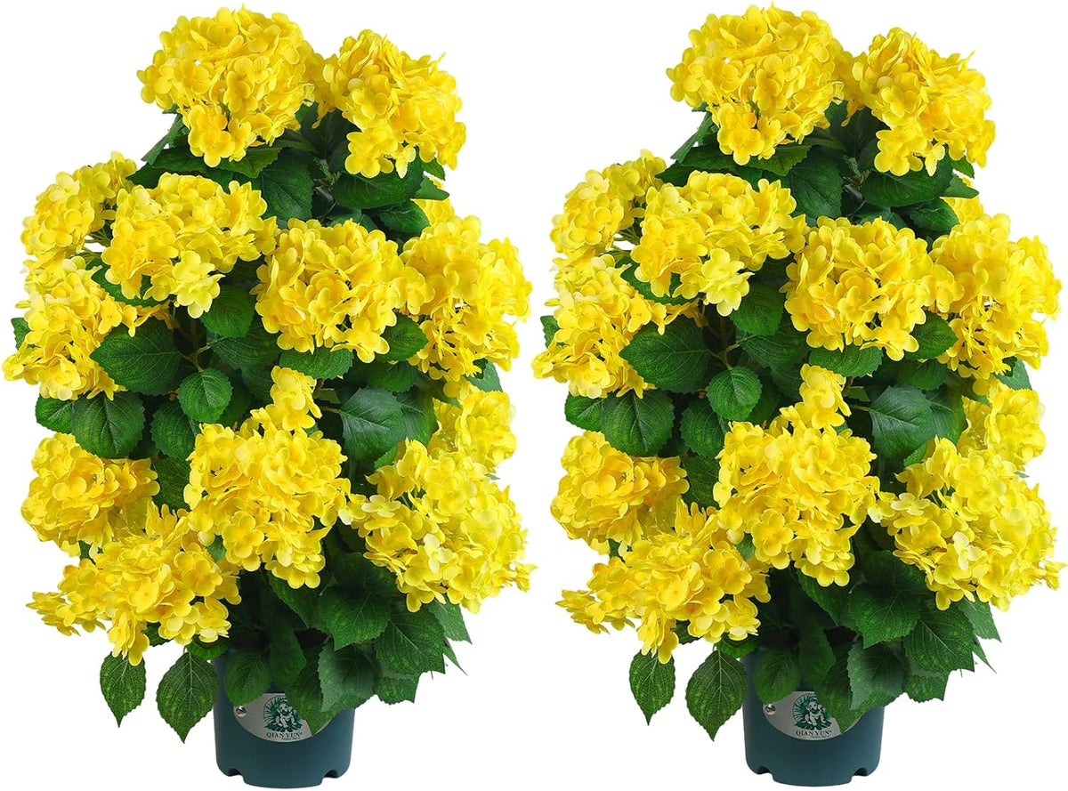 Faux Hydrangea Tree – 30 Inch Hydrangea Tree Artificial with White Flowers, UV Resistant Outdoor Hydrangea Artificial Plants in Pot for Indoor Outdoor Home Porch Decor (2 Pack)