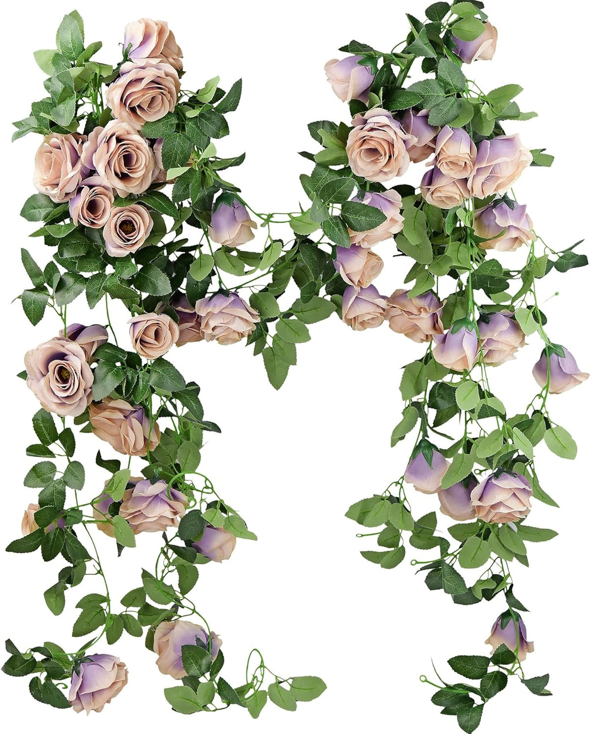 FiveSeasonStuff Artificial Natural Green Willow Garlands, Bendable Greenery Vine Leaves for Wedding Home Decoration (2 Pcs, 11.8 feet)