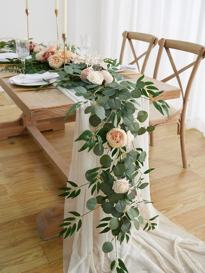 Refined Eight Foot Eucalyptus Peony Home Decor Statement