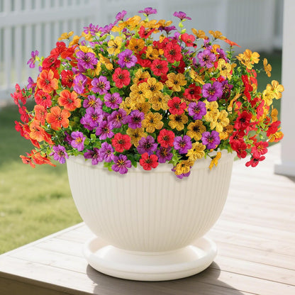 Artificial Faux Flowers Plants for Outdoors Outside Spring Summer Decoration, 12 Bundles Silk Daisy Realistic Fake Flowers Plant Greenery UV Resistant for Planters Porch Patio Garden Home (6 Multicolor)
