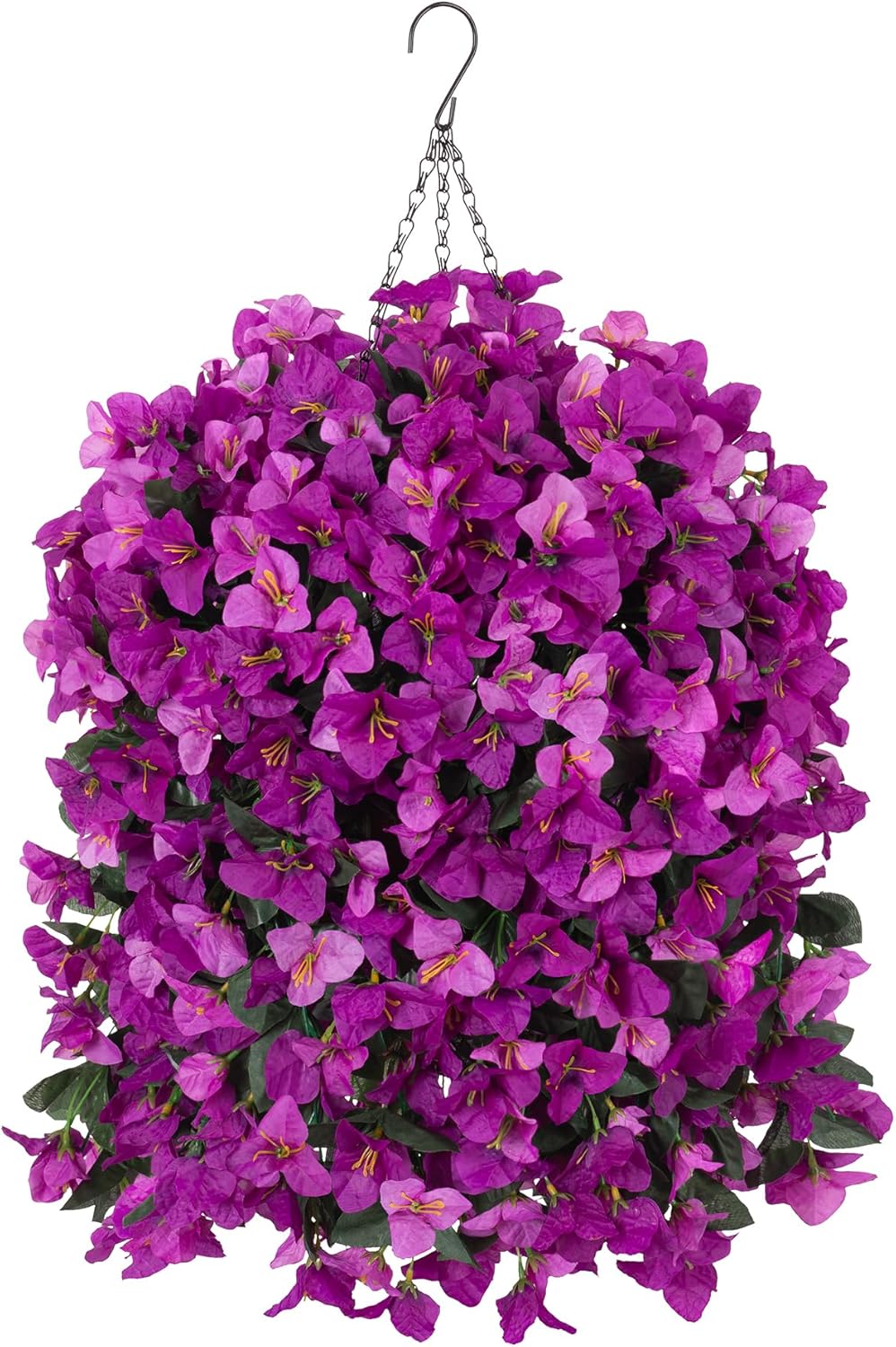 2 Pcs Artificial Faux Bougainvillea Flowers Plants for Outdoor Outside Summer Decoration, Fake Silk UV Resistant Long Trailing Vines for Front Door Porch Planter Balcony (Purple Rose Red)