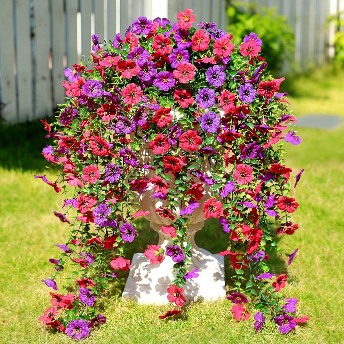 Artificial Flowers for Outdoors Spring Decor, 6 Bundles UV Resistant Realistic Fuax Silk Hanging Flowers, Fake Plants for Planter Indoor and Outdoor Garden Porch Patio Balcony Yard Farmhouse