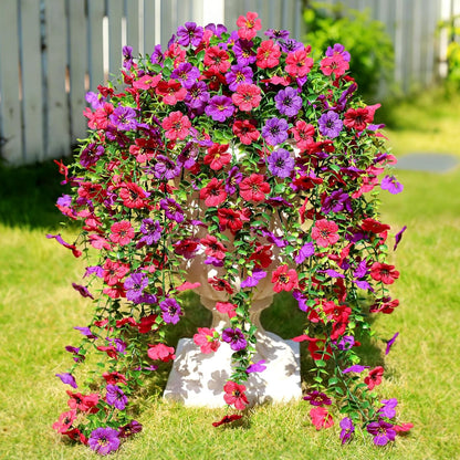 Artificial Flowers for Outdoors Spring Decor, 6 Bundles UV Resistant Realistic Fuax Silk Hanging Flowers, Fake Plants for Planter Indoor and Outdoor Garden Porch Patio Balcony Yard Farmhouse