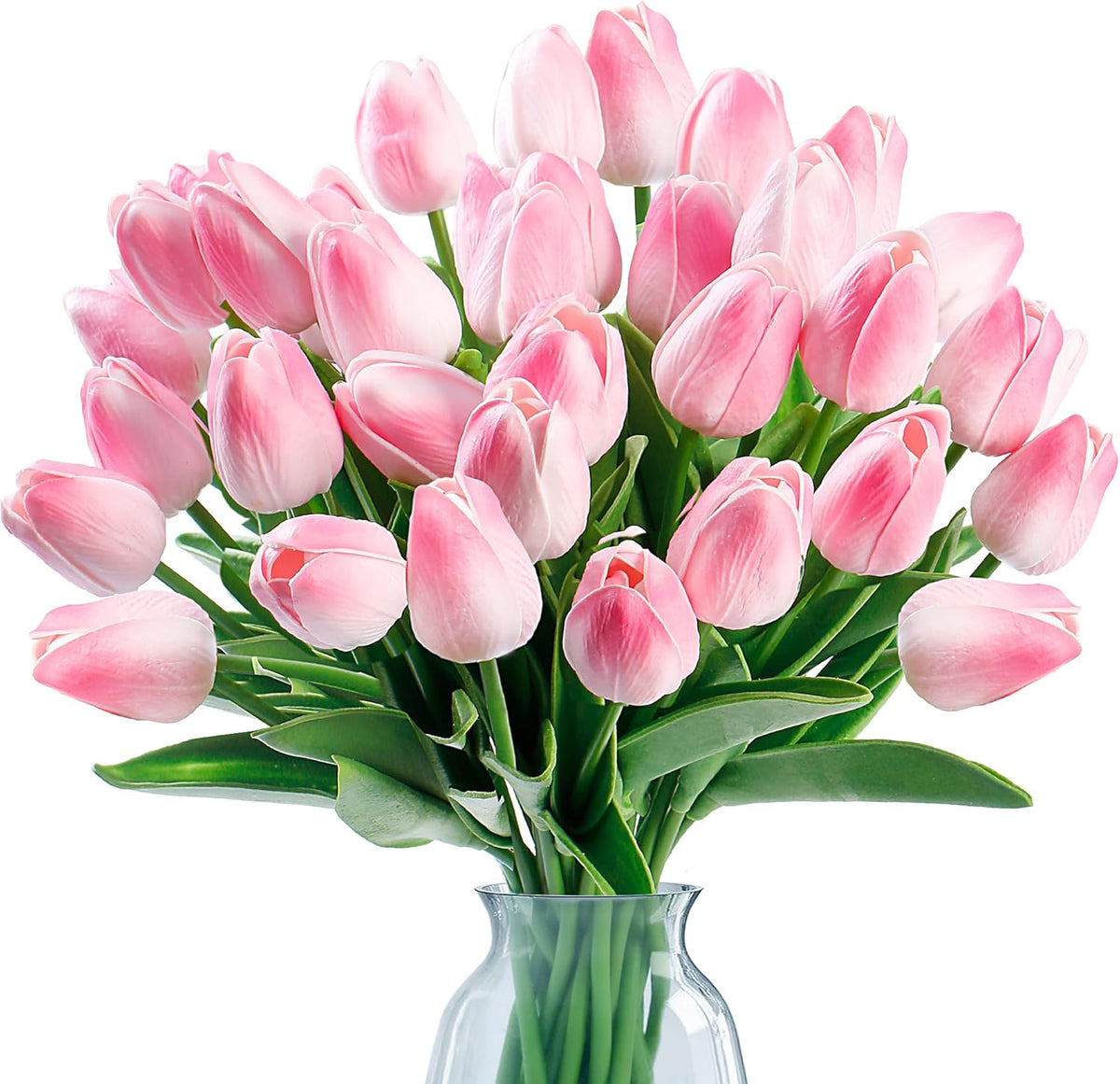 Sggvecsy 30 Pcs Fake Tulips Artificial Flowers Real Touch PU Faux Flowers Tulip Stems for Wedding Spring Bouquet Floral Arrangement Home Office Party Decorations for Mother's Day (Multi Colors)