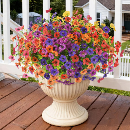 Homsunny Artificial Flowers for Outdoors, 12 PCS Faux Silk Flower Spring Decoration, Fake Outdoor Flowers UV Resistant No Fade Artificial Plants for Home Planter Front Porch Garden Patio Yard Decor