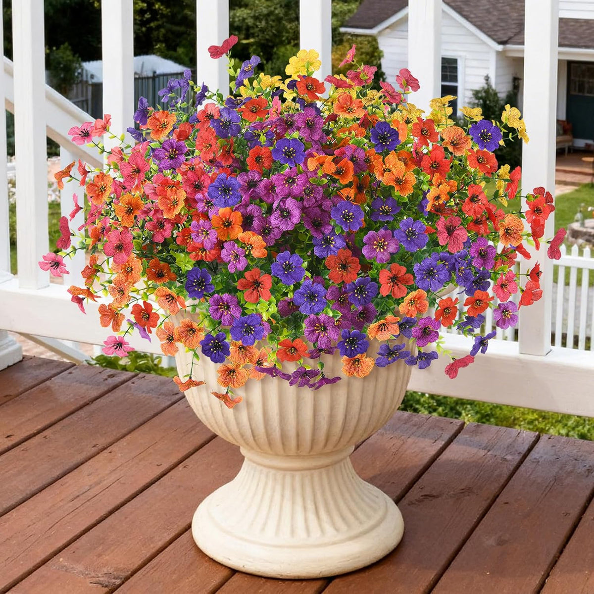 Homsunny Artificial Flowers for Outdoors, 12 PCS Faux Silk Flower Spring Decoration, Fake Outdoor Flowers UV Resistant No Fade Artificial Plants for Home Planter Front Porch Garden Patio Yard Decor