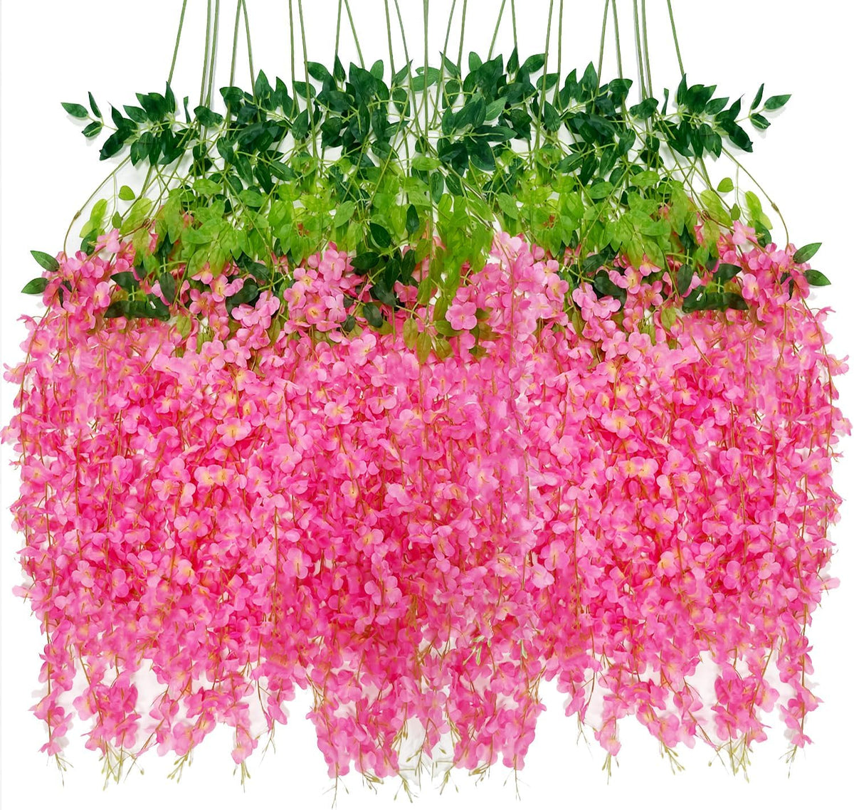 Artificial Wisteria Hanging Flowers-Fake Wisteria Flower Garland Silk Vines Rattan Decor for Home Wedding Arch Wall Garden Greenery Bedroom Outdoor Office Party Decoration (24, Purple)