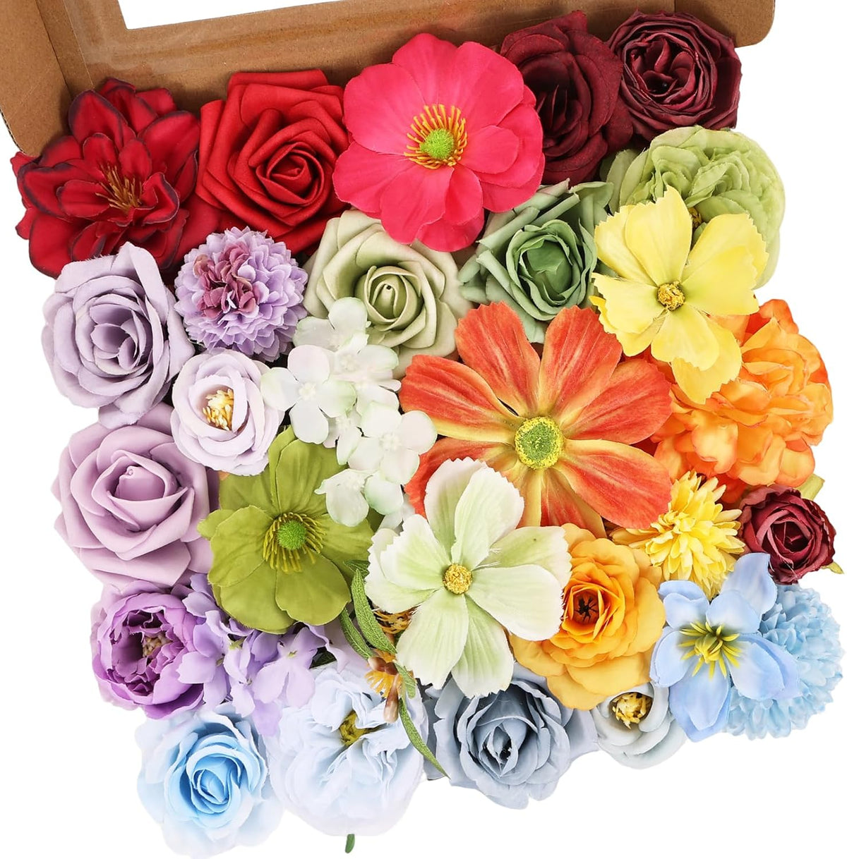 Artificial Flowers Combo Pink Roses with Stems Bouquets Box Set Bridal Wedding Shower Decorations Fake Floral for Party Table Centerpieces Home Decor