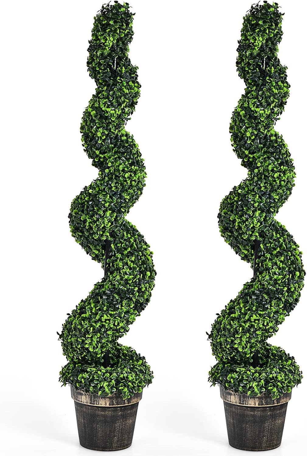 Charming Artificial Spiral Boxwood Topiary Home Decor Bundle