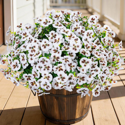 24 Pcs Artificial Fake Pansy Flowers for Outdoor, Faux Silk Plants Flowers UV Resistant Pansies Spring Flowers for Planter Front Door Porch Yard Patio Garden Window Box Home Decor (6 Color)