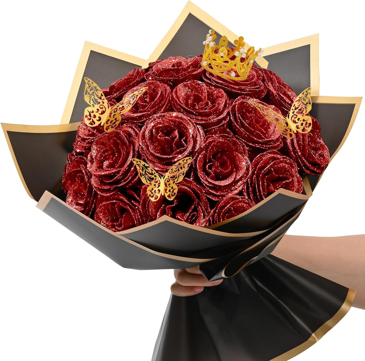 Classic Waipfaru Black Glitter Roses Home Decor Kit