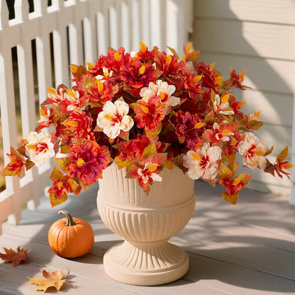INXUGAO Artificial Flowers for Outdoors Indoors, 3 Bunches Fake Hibiscus with Hanging Basket Realistic UV Resistant Silk Flower Leaves, Faux Plant for Outside Home Patio Garden Poch (Purple, Fuchsia)