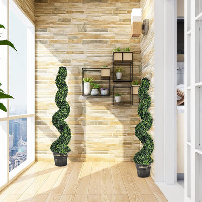 Charming Artificial Spiral Boxwood Topiary Home Decor Bundle