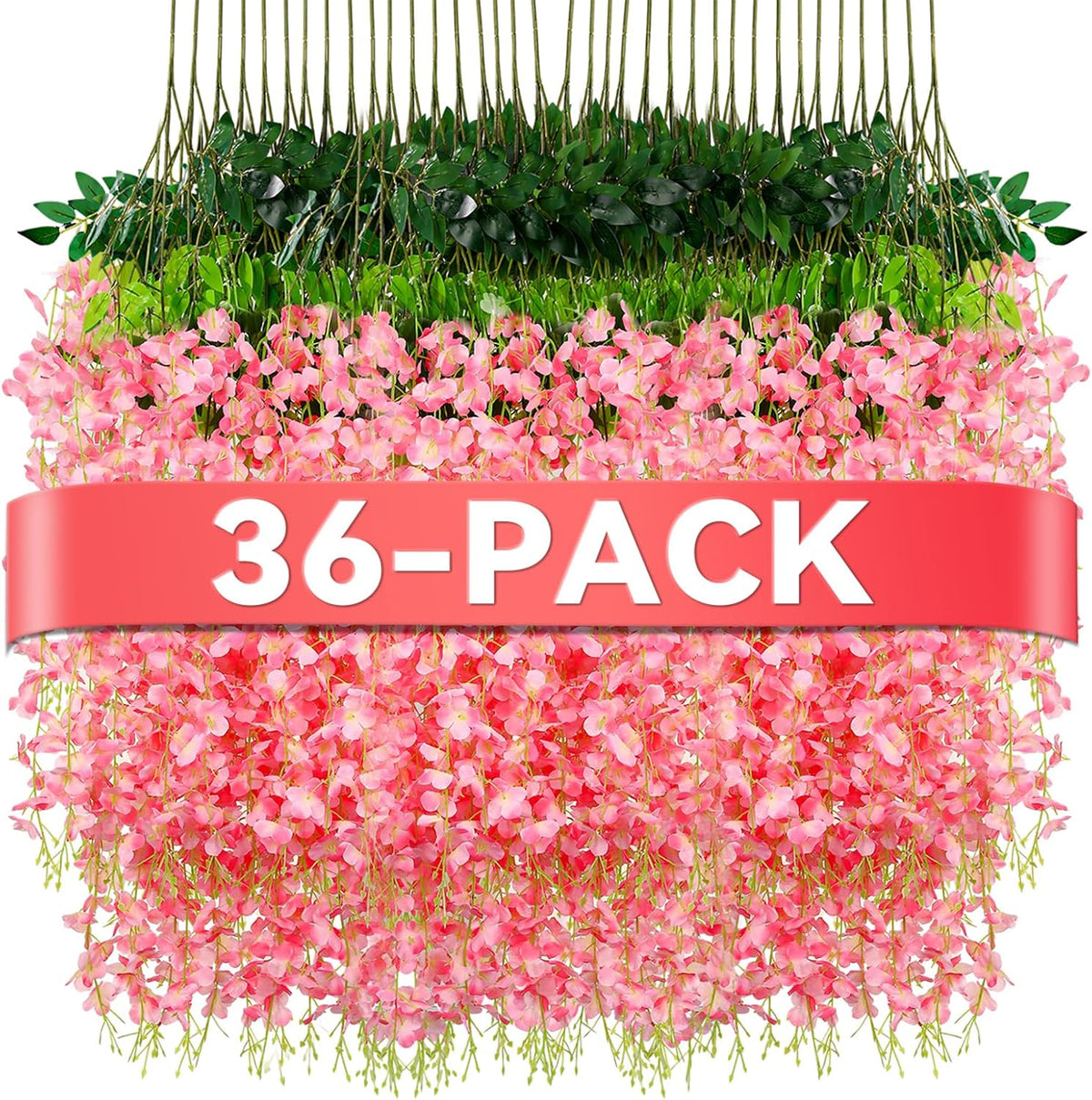 Wisteria Hanging Flowers, Fake Hanging Flowers, Wisteria artificiales Garland for Home Wedding Arch Floral Party Garden Ceremony Outdoor Decor, 3.6 feet Long (12, Purple)