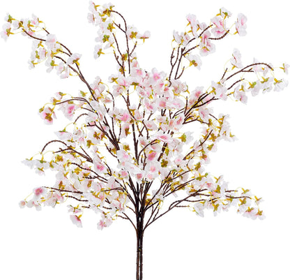 SITUMEIZI 6Pcs Artificial Cherry Blossom Branches Decor Fake Flowers Silk Spring Faux Flowers 16" Peach Bouquet for Home Wedding Bedroom Japanese Decoration DIY Table Centerpiece Arrangement(Pink)