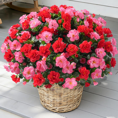 Ivydale Artificial Fake White Flowers Plants for Spring Outdoor Outside, Faux Silk Camellia UV Resistant Realistic for Front Door Porch Patio Balcony Garden Yard Decor, 3 Large Bundles