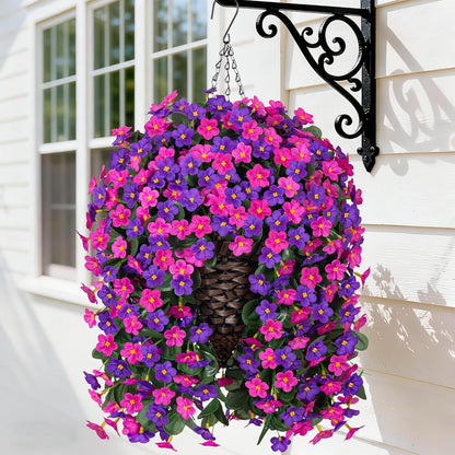 HyeFlora Artificial Fake Hanging Outdoor Flowers Plants Basket, Faux Silk Yellow Daisy Flowers UV Resistant Realistic Hanging Planter Orchid Vines for Outside Porch Patio Home Garden Yard Decoration