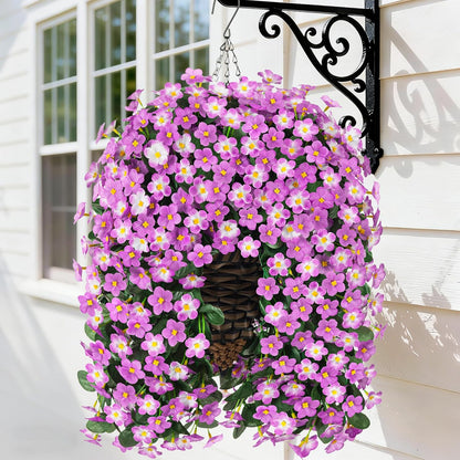 HyeFlora Artificial Fake Hanging Outdoor Flowers Plants Basket, Faux Silk Yellow Daisy Flowers UV Resistant Realistic Hanging Planter Orchid Vines for Outside Porch Patio Home Garden Yard Decoration