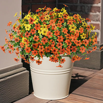 12 Bundles UV Resistant Artificial Flowers - Realistic Faux Silk Daisy with Eucalyptus Stems