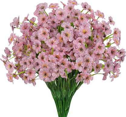 15 Bundles Artificial Flowers UV Resistant Outdoor Plants No Fade Faux Plastic Shrubs Fake Silk Flowers Window Box Garden Porch Home Decoration(Purple)