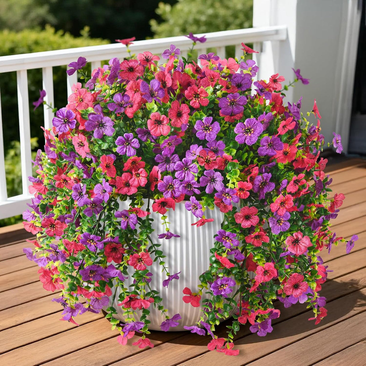 Artificial Hanging Flowers Plants for Outdoor Fall Decoration, 2PCS Faux Silk Daisy UV Resistant Look Real for Outside Home Indoor Planter Porch Window Yard Mums Autumn Decor(Orange Brown)