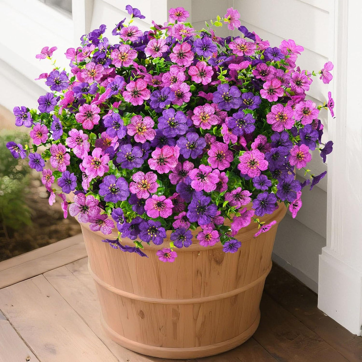 Homsunny Artificial Flowers for Outdoors, 12 PCS Faux Silk Flower Spring Decoration, Fake Outdoor Flowers UV Resistant No Fade Artificial Plants for Home Planter Front Porch Garden Patio Yard Decor