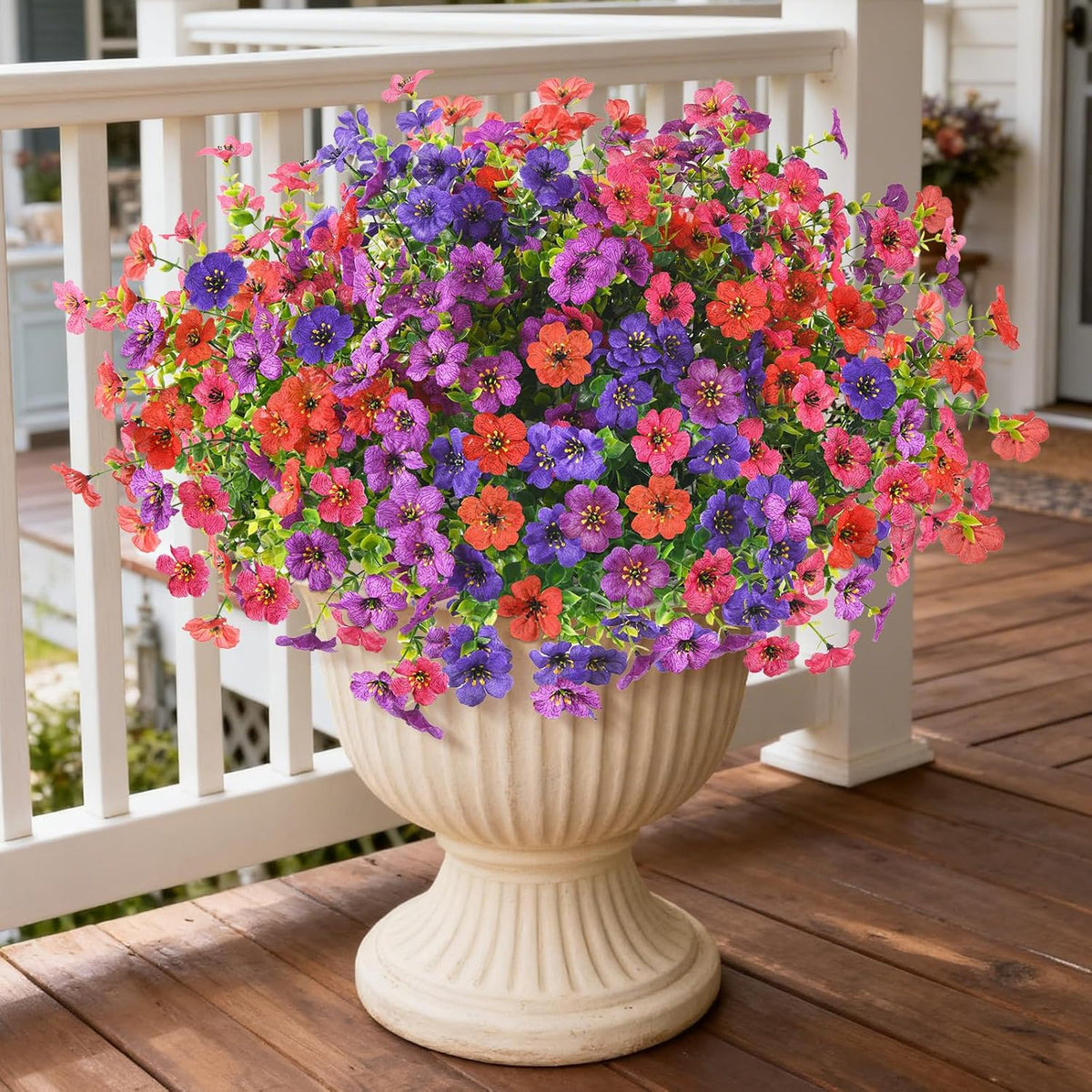 Homsunny Artificial Flowers for Outdoors, 12 PCS Faux Silk Flower Spring Decoration, Fake Outdoor Flowers UV Resistant No Fade Artificial Plants for Home Planter Front Porch Garden Patio Yard Decor