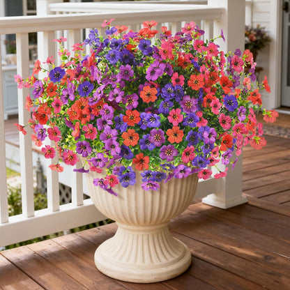 Homsunny Artificial Flowers for Outdoors, 12 PCS Faux Silk Flower Spring Decoration, Fake Outdoor Flowers UV Resistant No Fade Artificial Plants for Home Planter Front Porch Garden Patio Yard Decor